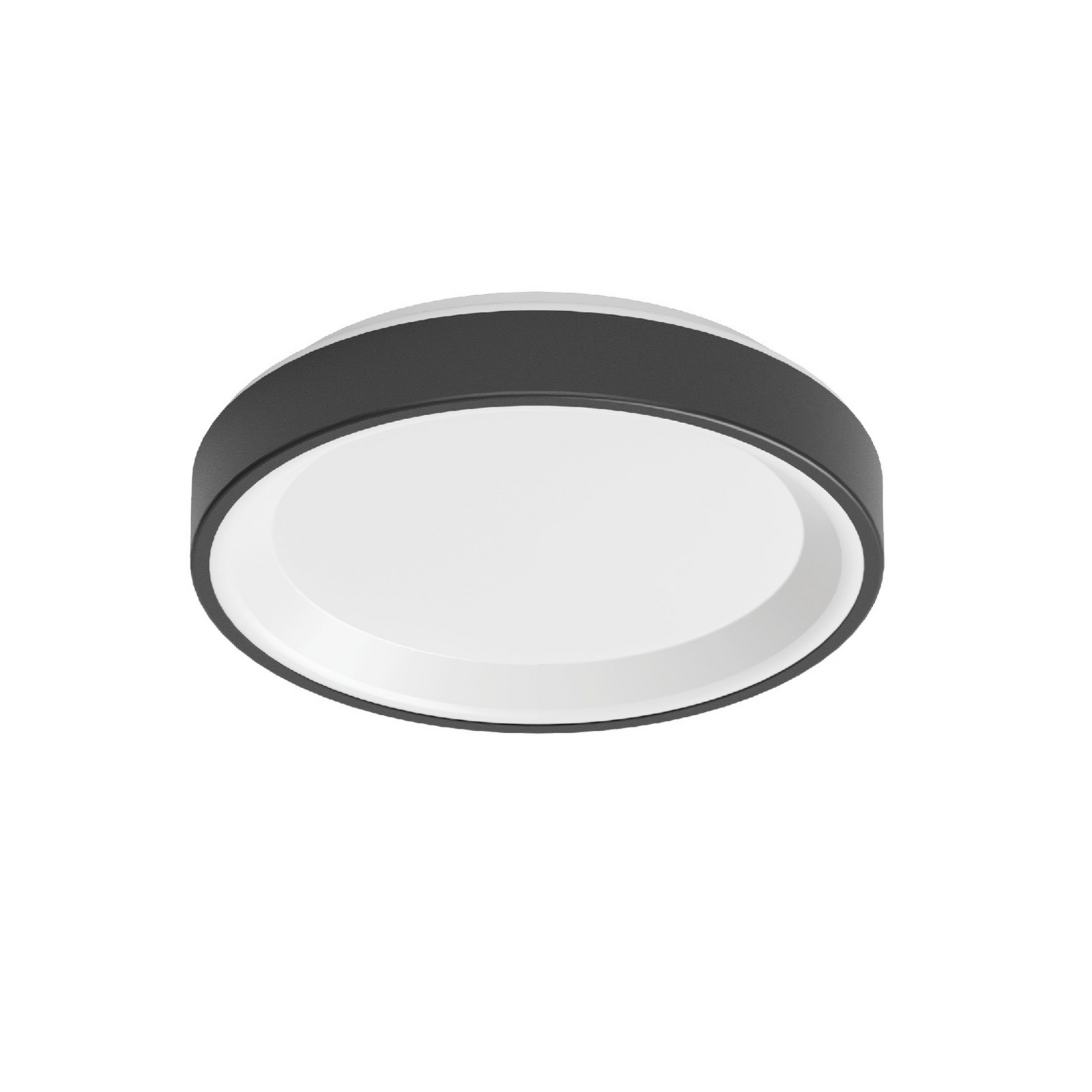 Iside LED wall light, black, metal, Ø 35 cm, IP40